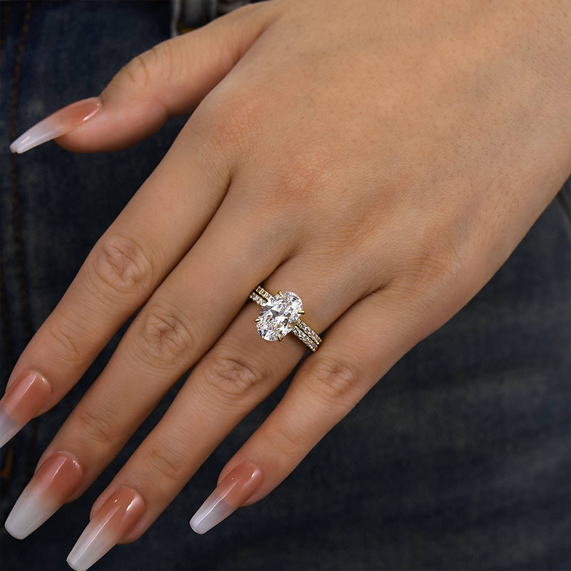 4.0Ct Classic Created White Sapphire Oval Cut Wedding Ring Set