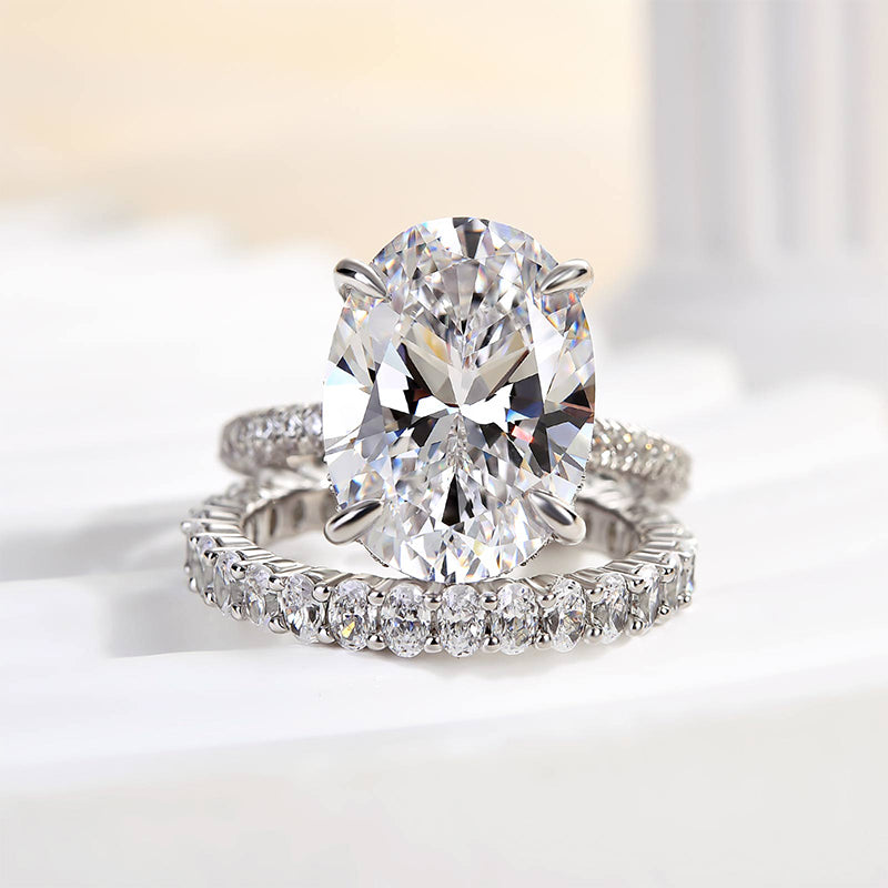 Ahabobo Luxury Oval Cut Simulated Diamond Ring Set