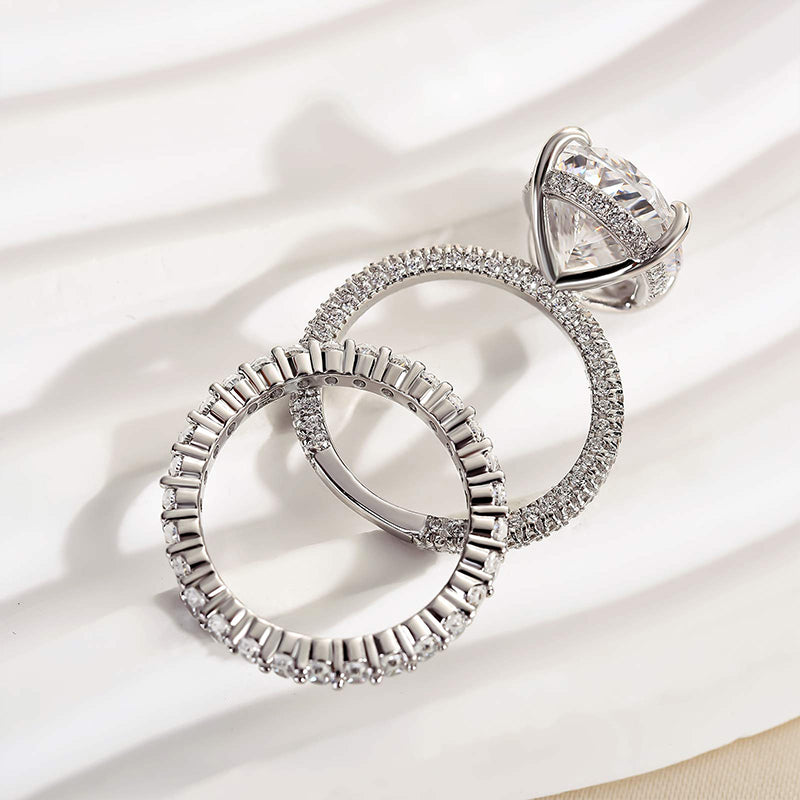 Ahabobo Luxury Oval Cut Simulated Diamond Ring Set