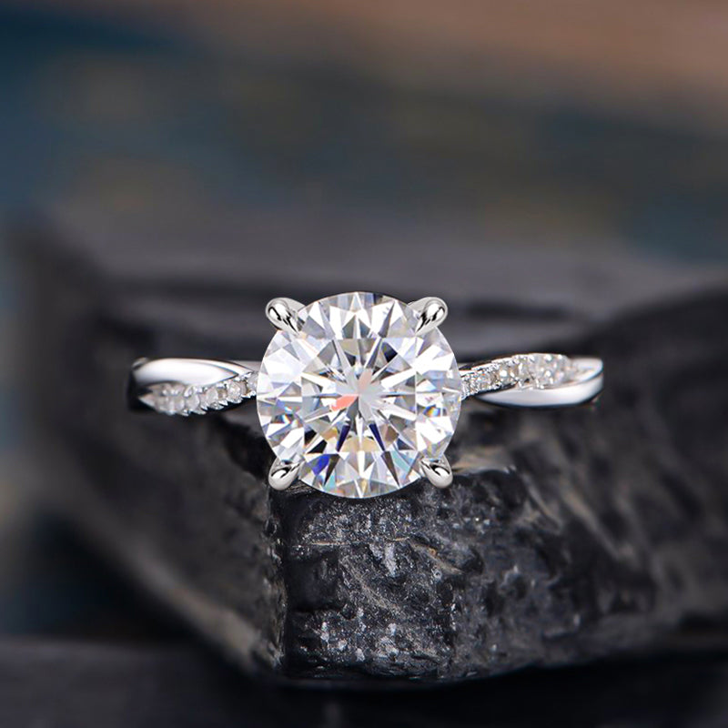 Ahabobo Twist 2.0 Carat Round Cut Engagement Ring For Her In Sterling Silver