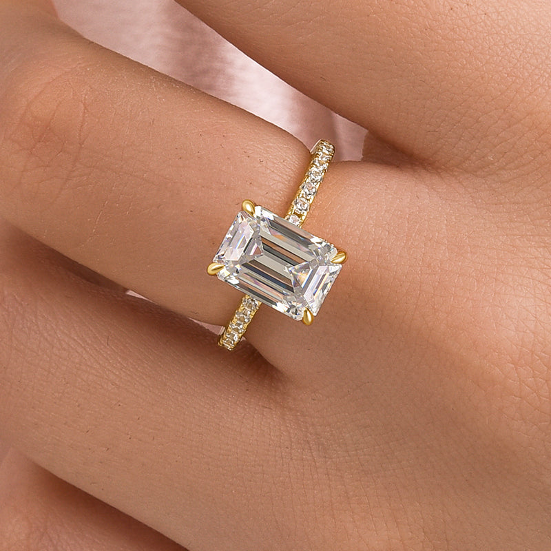 Ahabobo Moissanite 3.5 Carat Emerald Cut Engagement Ring