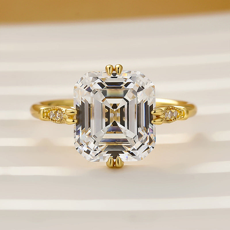 Vintage Asscher Cut Women's Engagement Ring In Sterling Silver