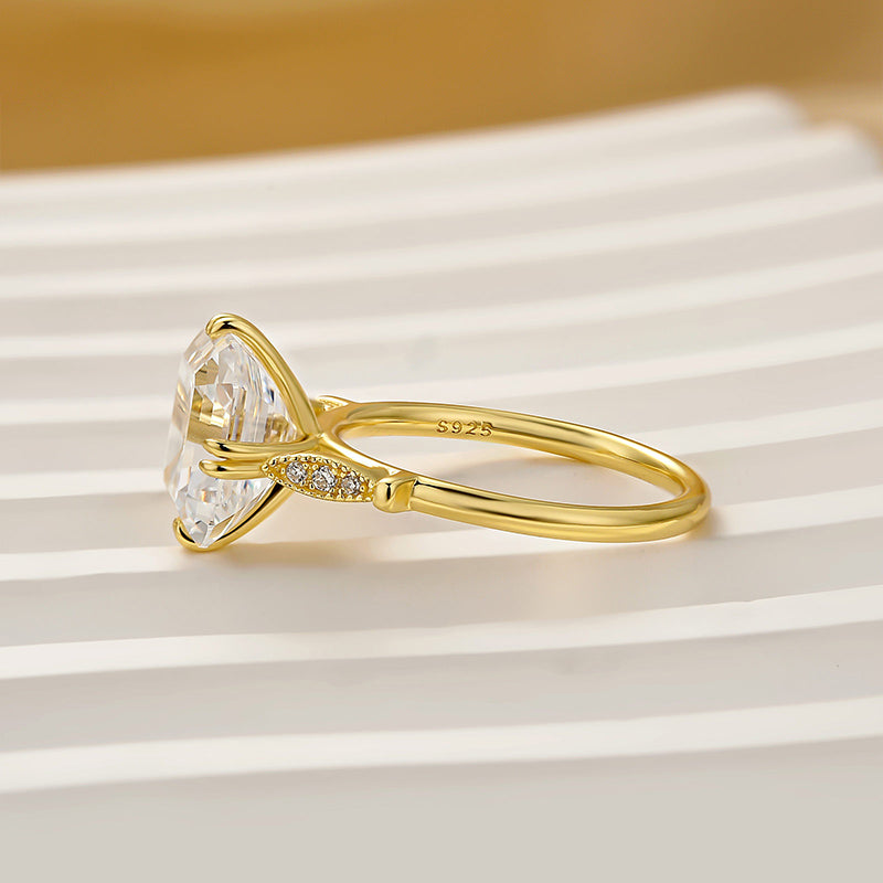 Vintage Asscher Cut Women's Engagement Ring In Sterling Silver