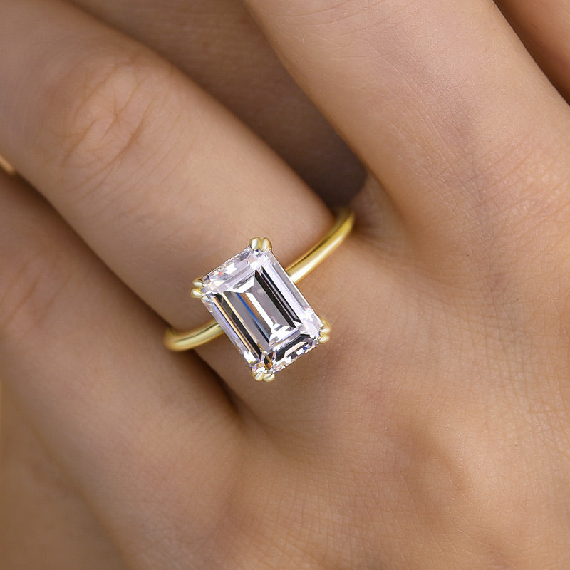 Timeless 3.5Ct Emerald Cut Engagement Ring In Sterling Silver