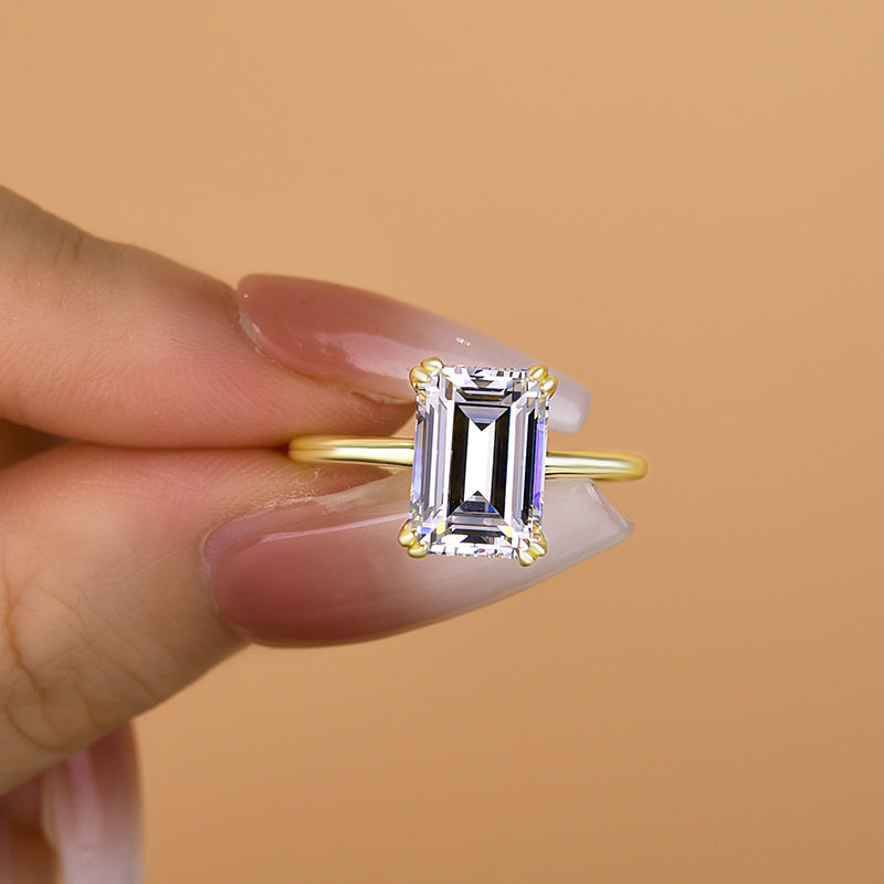Timeless 3.5Ct Emerald Cut Engagement Ring In Sterling Silver