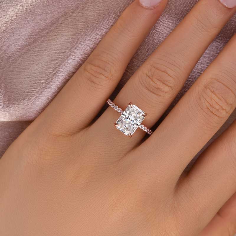 Ahabobo Moissanite 3.5 Carat Radiant Cut Engagement Ring In Sterling Silver