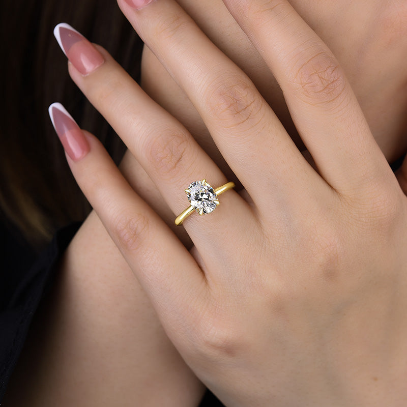 Ahabobo Sparkle Oval Cut Engagement Ring For Women In Sterling Silver