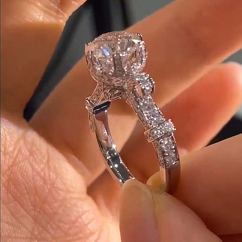 Moissanite 2.0 Carat Round Cut Vintage Engagement Ring