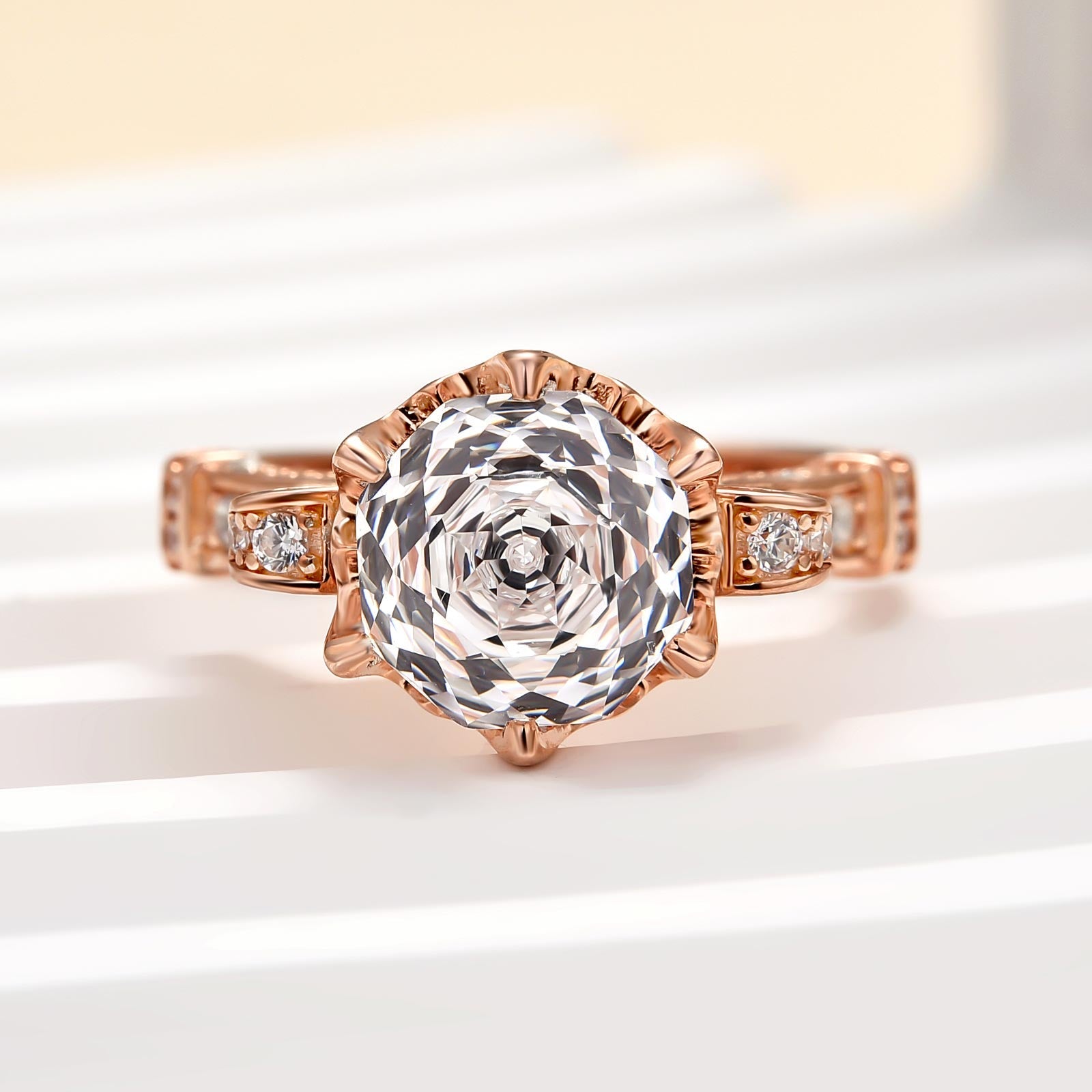 Ahabobo Unique Rose-Shaped Cut Engagement Ring For Women