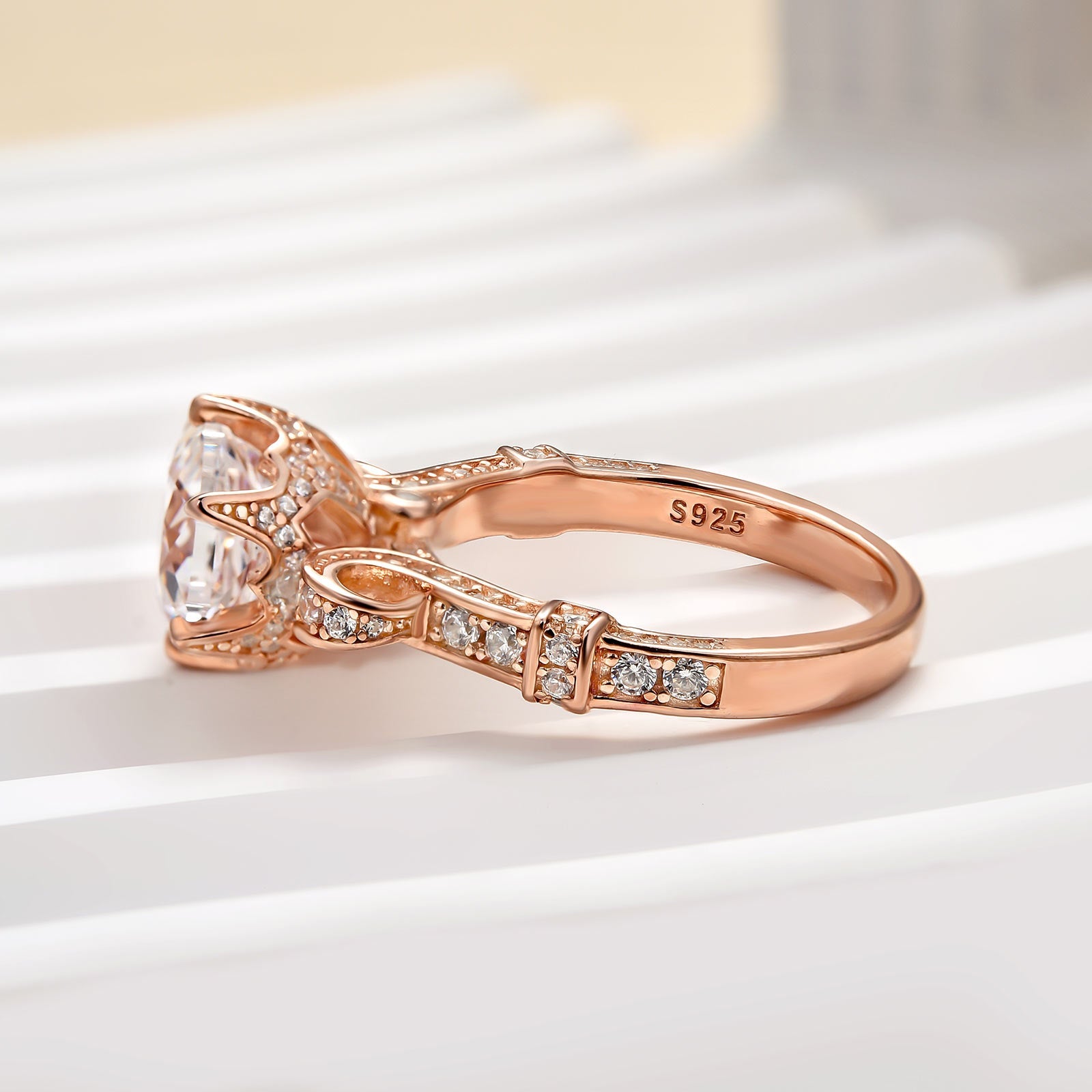 Ahabobo Unique Rose-Shaped Cut Engagement Ring For Women