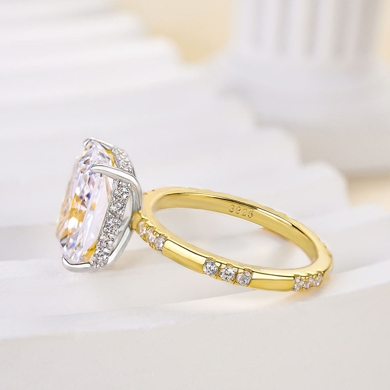 Bright Yellow Gold Crushed Ice Radiant Cut Engagement Ring