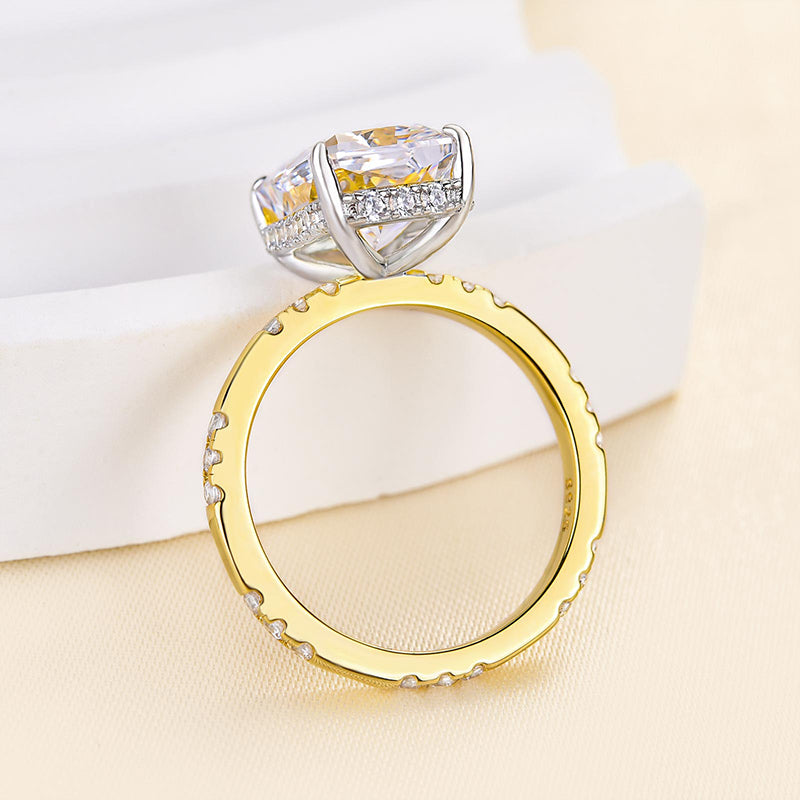 Bright Yellow Gold Crushed Ice Radiant Cut Engagement Ring