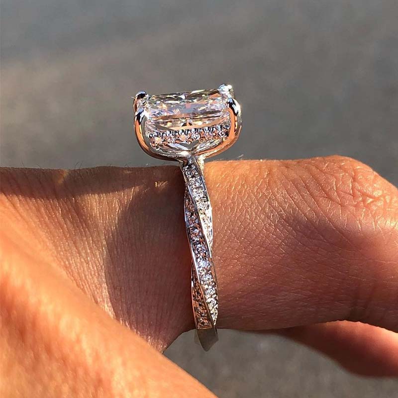 Sparkle Twist Crushed Ice Radiant Cut Engagement Ring