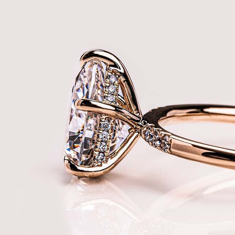 Elegant Rose Gold Pear Cut Engagement Ring In Sterling Silver