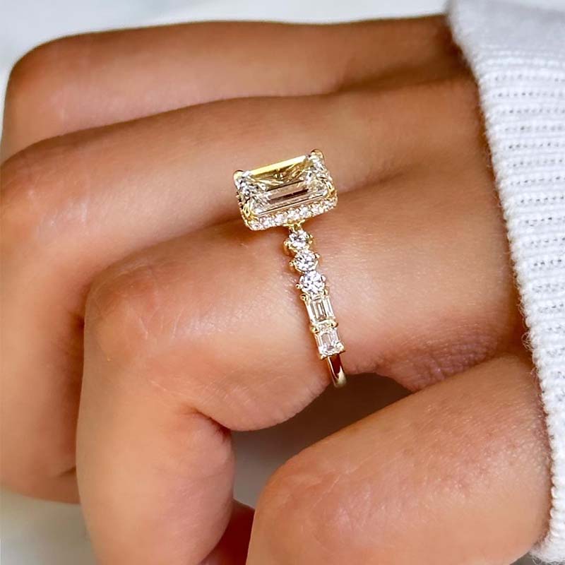 Honorable Yellow Gold Emerald Cut Engagement Ring