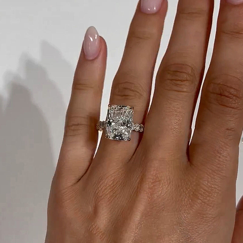 Honorable 7.0Ct Radiant Cut Engagement Ring with Oval Cut Band