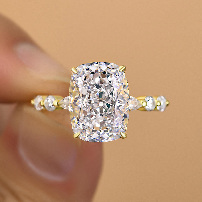 Honorable Yellow Gold Crushed Ice Cushion Cut Engagement Ring