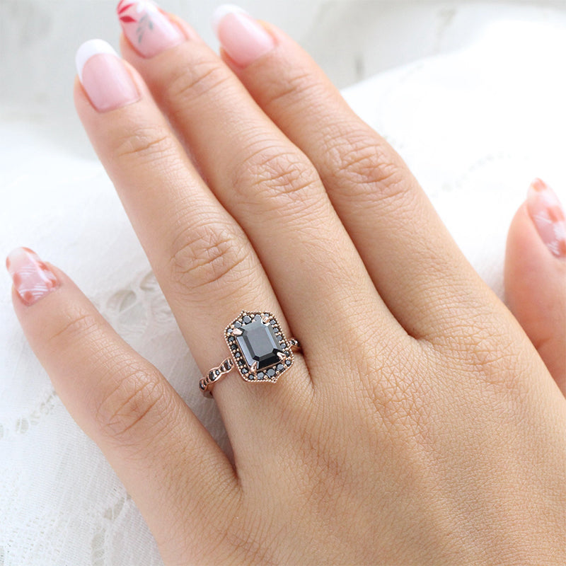 Attractive Rose Gold Radiant Cut Engagement Ring