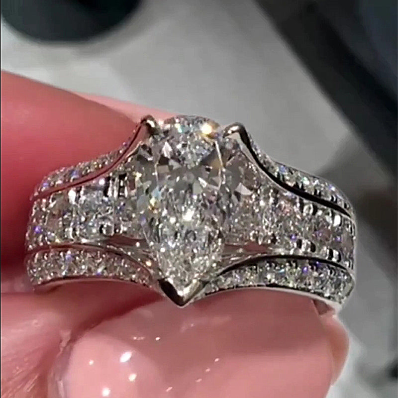 Unique 3 Prong 3.0Ct Pear Cut Engagement Ring
