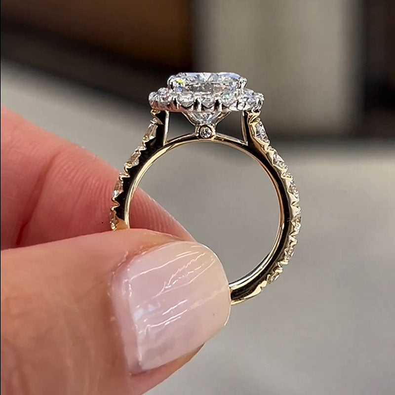 Ahabobo Two-Tone 6.0Ct Cushion Cut Engagement Ring