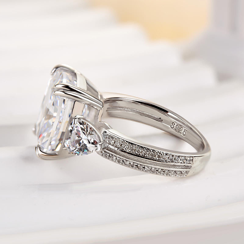 Ahabobo Stunning Elongated Cushion Cut Three Stone Engagement Ring
