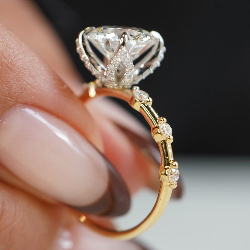 Ahabobo Precious Two-Tone Round Cut Engagement Ring