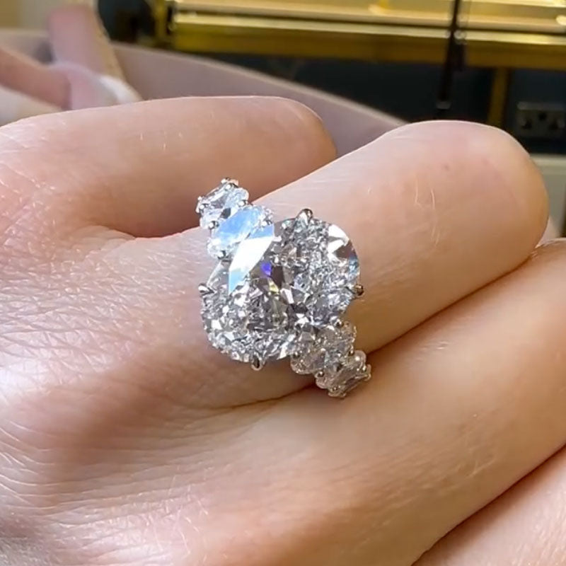 Luxury 6.5Ct Oval Cut Seven Stone Engagement Ring