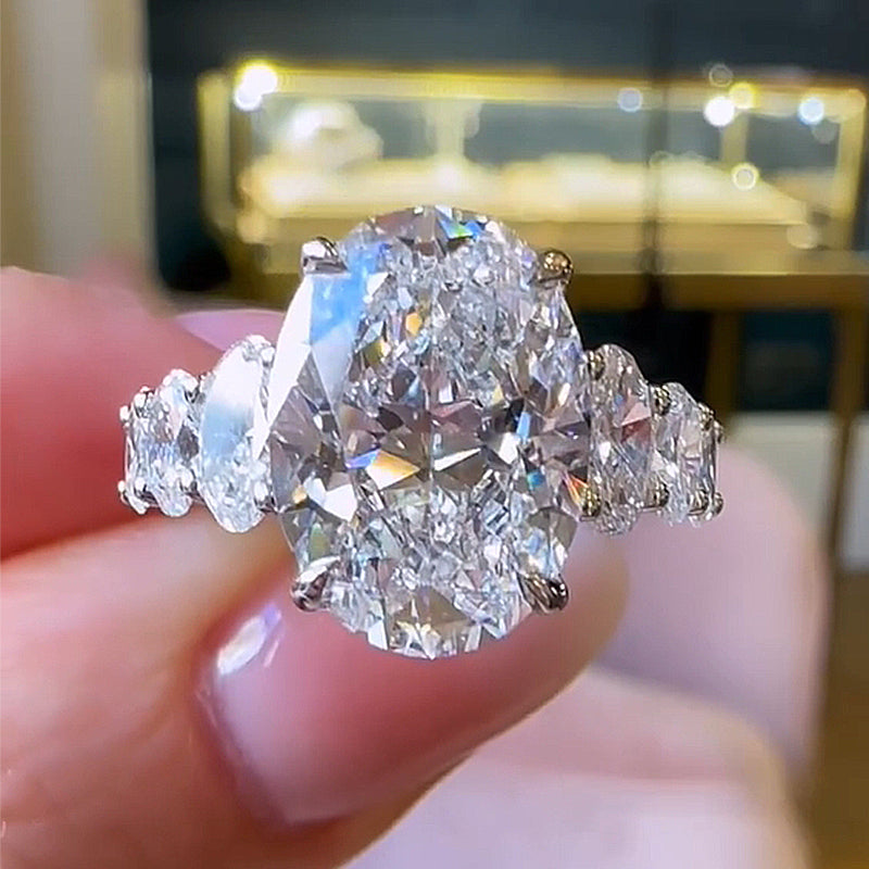 Luxury 6.5Ct Oval Cut Seven Stone Engagement Ring