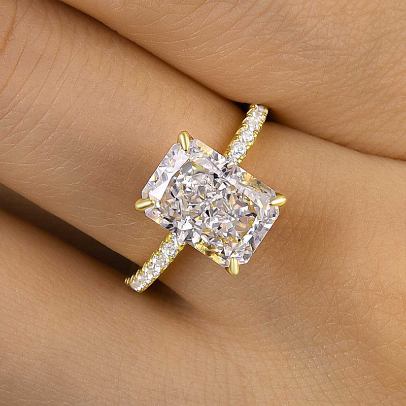 Ahabobo Enchanting Yellow Gold Radiant Cut Engagement Ring