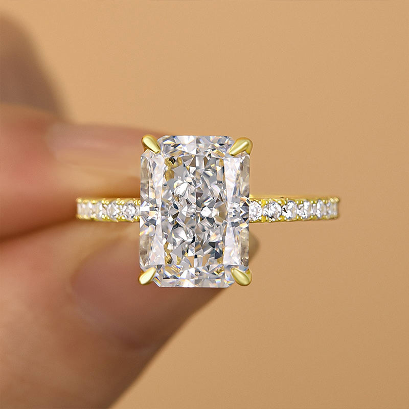 Ahabobo Enchanting Yellow Gold Radiant Cut Engagement Ring