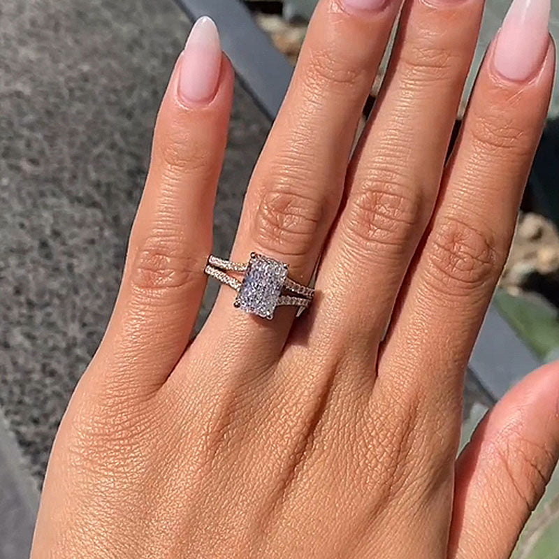 Ahabobo Two-Tone Split Shank Radiant Cut Engagement Ring