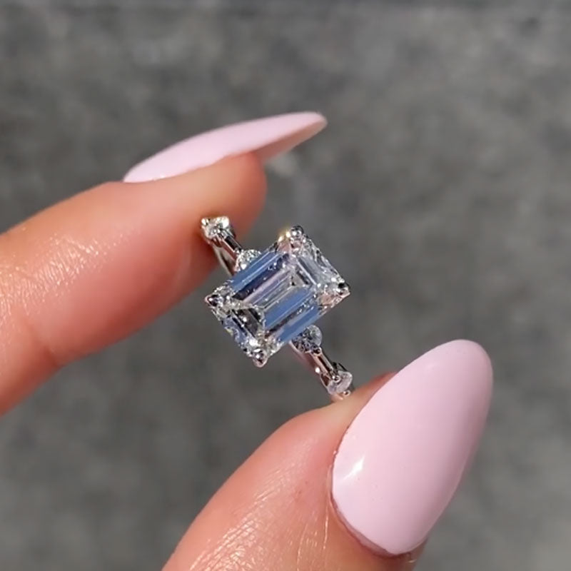 Ahabobo Unique Emerald Cut Engagement Ring For Women