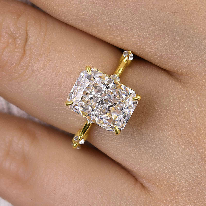 Ahabobo Exclusive Crushed Ice Radiant Cut Sona Simulated Diamond Engagement Ring