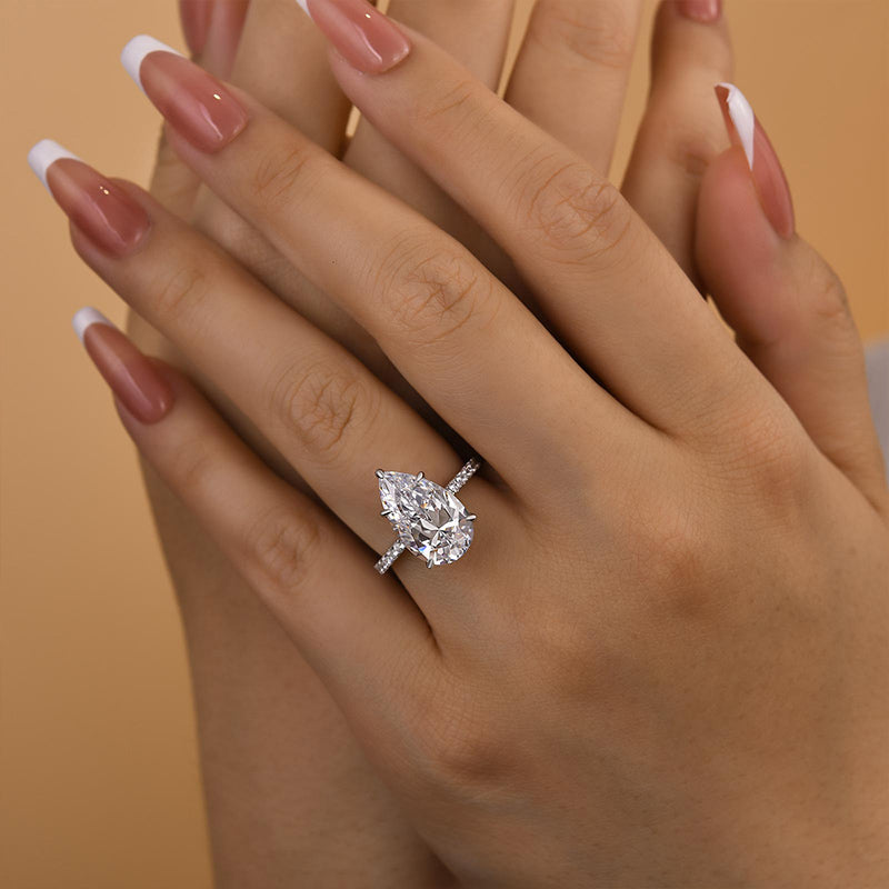 4.5Ct Excellent Pear Cut Engagement Ring