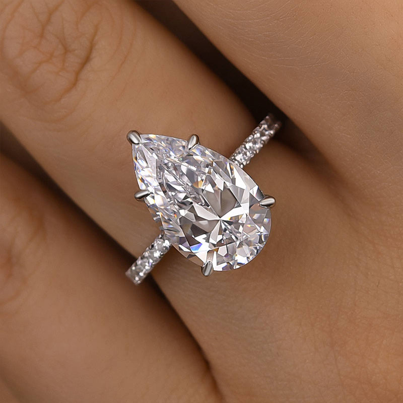 4.5Ct Excellent Pear Cut Engagement Ring