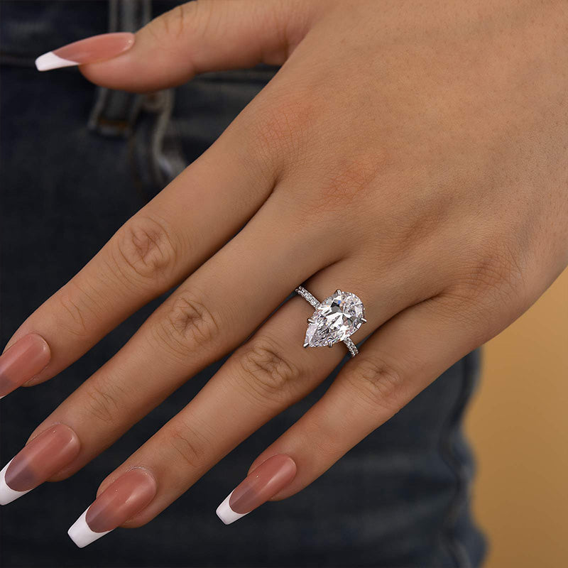 4.5Ct Excellent Pear Cut Engagement Ring