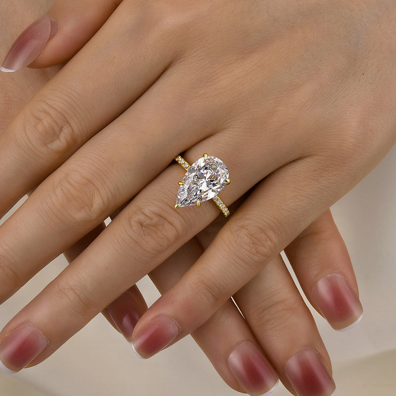 4.5Ct Excellent Pear Cut Engagement Ring