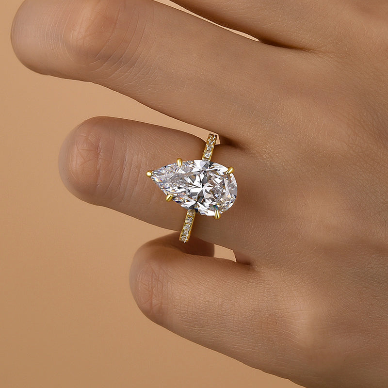 4.5Ct Excellent Pear Cut Engagement Ring