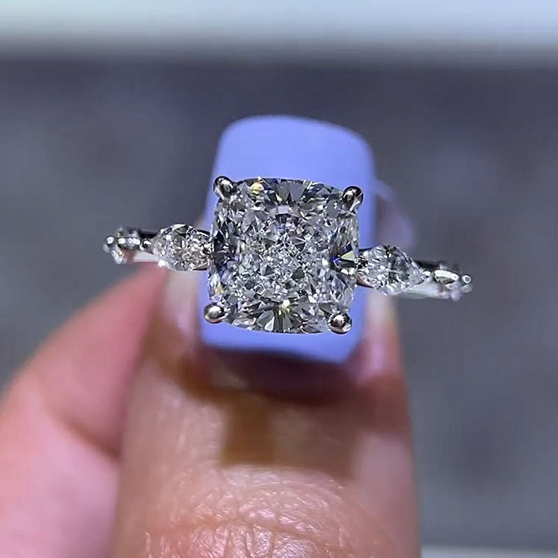 Ahabobo Exquisite Crushed Ice Cushion Cut Engagement Ring