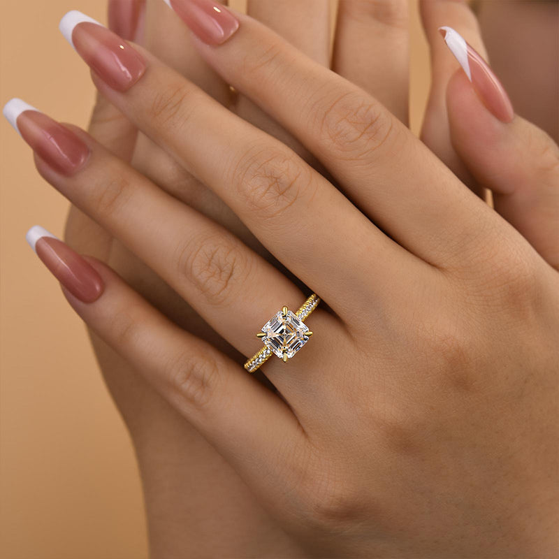 Ahabobo Precious Asscher Cut Women's Engagement Ring