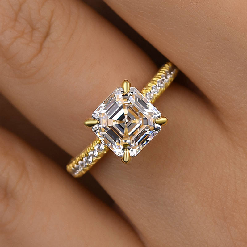 Ahabobo Precious Asscher Cut Women's Engagement Ring