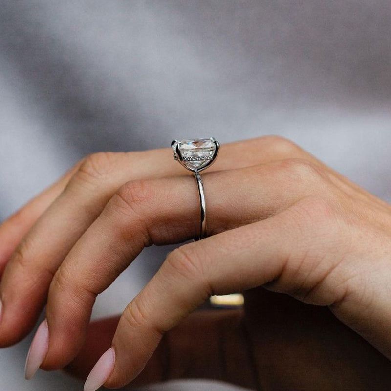 Ahabobo Solitaire 6.5Ct Elongated Cushion Cut Engagement Ring Travle Ring