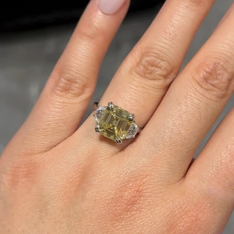 4.5 Carat Paraiba Tourmaline Asscher Cut Three Stone Women's Engagement Ring In Sterling Silver