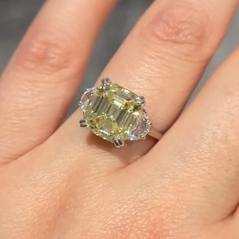 4.5 Carat Paraiba Tourmaline Asscher Cut Three Stone Women's Engagement Ring In Sterling Silver