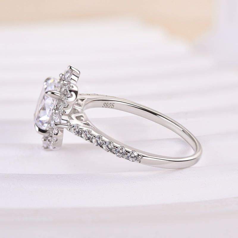 Ahabobo Vintage Halo Oval Cut Engagement Ring