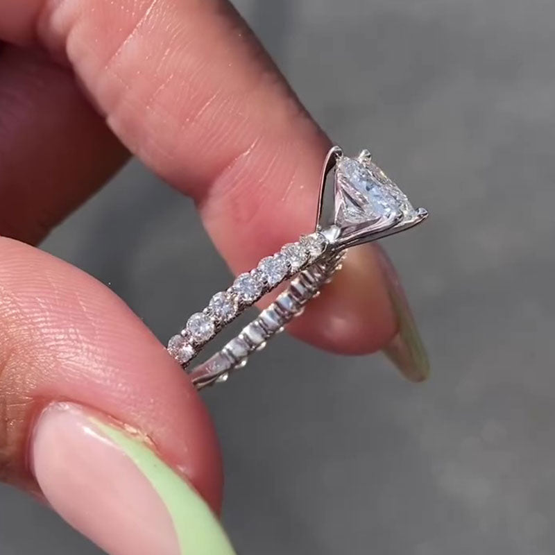Ahabobo Classic Square Princess Cut Engagement Ring For Women