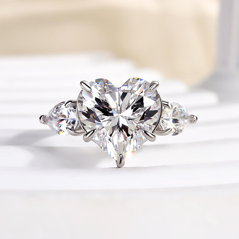 Ahabobo Royal Romantic White Stone Heart Cut Engagement Ring