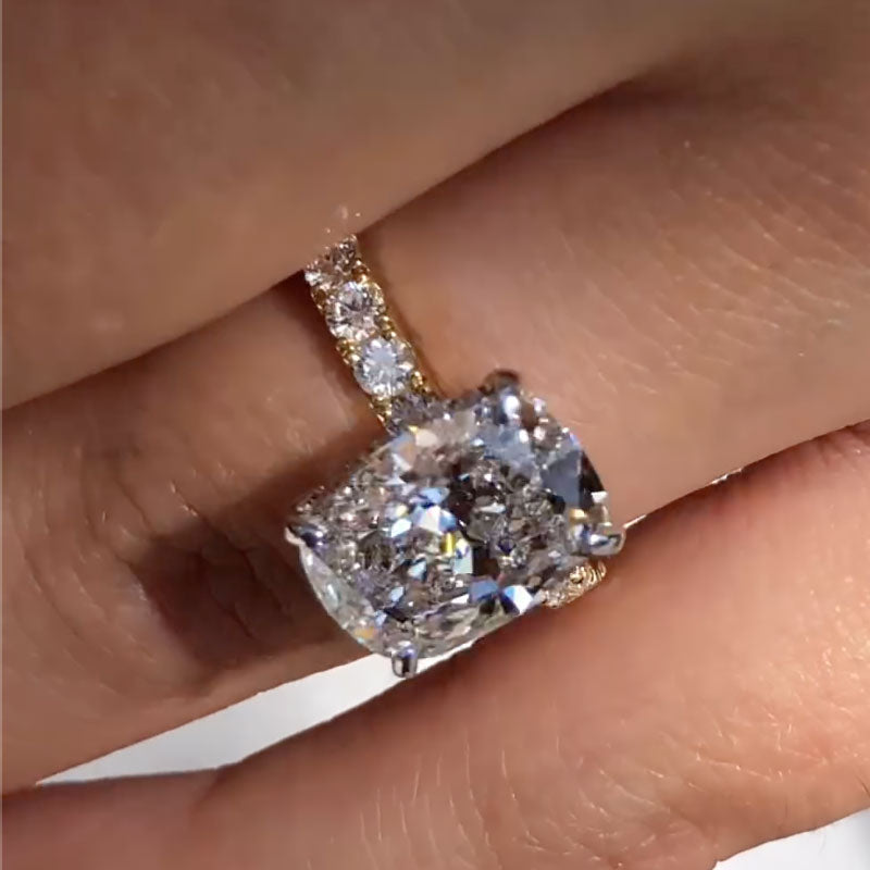 Ahabobo Exclusive 6.5Ct Elongated Cushion Cut Engagement Ring For Women