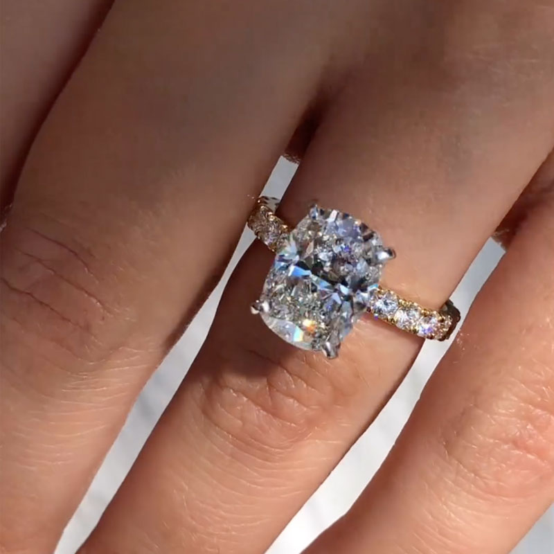 Ahabobo Exclusive 6.5Ct Elongated Cushion Cut Engagement Ring For Women