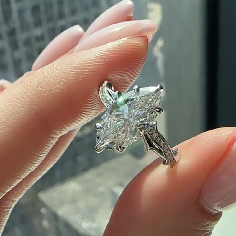 Ahabobo Unique Marquise Cut Twist Engagement Ring For Women